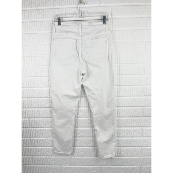 Madewell Jeans Size 28 Curvy High Rise Skinny Crop Pure White Exposed Button Fly - Picture 4 of 13